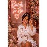 Happyland Bride To Be Rose (Gül) Renk Mika Taç Beyaz Kuşak Aksesuar Seti, Gelin Partisi ve Bekarlığa Veda Partisi Aksesuarları