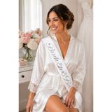 Happyland Bride To Be Silver (Gümüş) Yazılı Beyaz Kuşak, Gelin Partisi ve Bekarlığa Veda Partisi Aksesuarları, Nişan Kına Düğün Gelin Kuşağı