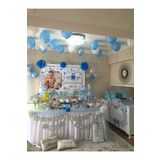 Happyland Diş Buğdayı Süslemesi Helyumlu Uçan Balon Görünümlü Tavana Yapışan Balon Set Mavi Beyaz