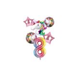 Happyland Gökkuşağı Konsept 8 Yaş Konsepti Unicorn Doğum Günü Seti Rakamlı Folyo Balon Seti 6 Parça