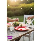 Happyland Kırmızı Renk MİKA TABAK 6'LI 23CM Doğum Günü Organizasyon Piknik Tabağı