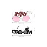 Happyland Parti Gözlüğü Groom Yazılı Damat Gözlüğü Bekarlığa Veda Gözlüğü + Gelin Bride Gözlük Pembe