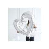 Happyland Sevgililer Günü Kıvrımlı Büyük Kalp Folyo Balon Gümüş 96 cm
