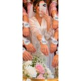 Happyland Silver (Gümüş) Renk Beyaz Tüylü İncili Bride ve Team Bride Bileklik Seti, Gelin ve Nedime Bileklik Seti 10 Adet