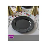 Happyland Siyah Renk MİKA TABAK 6'LI 23CM Doğum Günü Organizasyon Piknik Tabağı