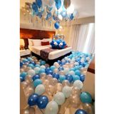 Happyland Sünnet Odası Süslemesi Helyumlu Uçan Balon Görünümlü Tavana Yapışan Balon Set Mavi Beyaz