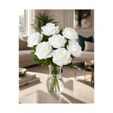 Happyland Yapay Çiçek 7 Dallı Beyaz Gül Demeti 43 cm HPY-26134