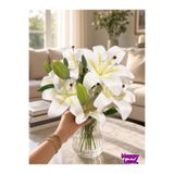 Happyland Yapay Çiçek Lilyum Demeti Beyaz Tomurcuklu 1 Demet 9 ^lu 50 cm