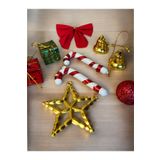 Happyland Yılbaşı Ağacı Süsleme Seti Gold Tepe Yıldızlı Model Mini 9'lu Yılbaşı Süsleri