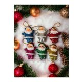 Happyland Yılbaşı Ağacı Süsü 6'lı Noel Baba Asma Süs Karışık Renk Simli Çam Ağacı Süsü