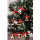 Happyland Yılbaşı Ağacı Süsü Kırmızılı 9'lu Çan Süs 3 Cm Gold Renk Çam Ağacı Süsü Ipli Çan