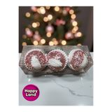 Happyland Yılbaşı Ağacı Süsü Rose Pembe Parıltılı Süslü 6 adet 8 cm Lüks Yılbaşı Topu HAPPY2025109