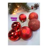Happyland Yılbaşı Çam Ağacı Süsü 10 cm 6'LI Kırmızı Yılbaşı Topu BüyükBoy Yılbaşı Topu HP129