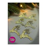 Happyland Yılbaşı Çam Ağacı Süsü Geyik Süs Gold Renk 6'lı 5 Cm Küçük Boy Yılbaşı Geyik Süs HPY26036