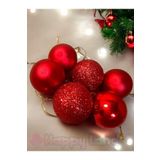 Happyland Yılbaşı Çam Ağacı Süsü Kırmızı Yılbaşı Topu 4 Cm 6'lı Kırmızı Yılbaşı Cici Toplar