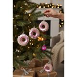 Happyland Yılbaşı Çam Ağacı Süsü Pembe Renk Donut Yılbaşı Süsü 8 cm 3 Adet ParıltılıSüs HAPPY2025119