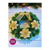 Happyland Yılbaşı Çelenk Kapı Süsü Gold Renk 30 cm Kapı Duvar Ağaç Süsü Küçük Boy