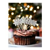 Happyland Yılbaşı Kürdan Kar Tanesi Süs Cupcake Kürdan 10 Adet Yeni Yıl Kürdan Süs Kar Tanesi