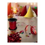 Happyland Yılbaşı Metalik Mini Rafya Kırmızı Renk 10 M Yılbaşı Kurdele Rafya Süsü Balon Ipi Hediye Paketi Süsü