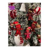 Happyland Yılbaşı Süsü kırmızı Renk Gingerbread Kurabiye Adam Asma Süs 4 Adet 10 cm Kırmızı Renk HAPPY2025-110