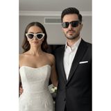 Happyline 2 Adet Party Gözlük Parti Gözlüğü Cat Eye İncili Bride Gözlük Çift Güneş Gözlüğü Damat Gözlük