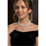 Happyline 3 Sıralı İnci Kolye , Tasarım Kolye, Abiye İnci Kolye, Choker Kolye, Barok Tasma Kolye, Cam İnci Kolye