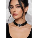 Happyline Baget Taşlı Siyah İncili Choker Kolye, Siyah Cam İncili Kolye , İnci Tasma Kolye, Gümüş Kaplama Tasarım Kolye, Abiye Kolye, Kolye