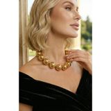 Happyline Büyük Gold Top Kolye, Abiye Kolye, Choker Kolye, Tasarım Kolye, Şık Kolye, Gold Kolye, Altın Kolye