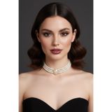 Happyline Cam İncili gold kaplama tasma choker kolye özel