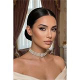 Happyline Cam İncili gümüş kaplama tasma choker kolye özel