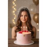 Happyline Happy Birthday Yazılı Taç, Doğum Günü Tacı, Kadın Taç, Kadın Saç Aksesuarı, Taşlı Taç