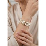 Happyline İncili Taşlı Bileklik Gold Kaplama Cam İnci Tasma Choker Baget Bileklik Tasarım Şık Bileklik