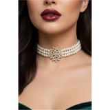 Happyline İncili taşlı gold kaplama cam inci tasma choker kolye özel tasarım kolye yeni tasarım