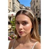 Happyline Kadın İncili Taç Saç Bandı Aksesuar Saç Tacı Yetişkin