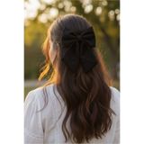 Happyline Siyah Güpür Dantel Fiyonk Toka, Fisto İşleme Kurdela Klips Toka, Klipsli Kadin Toka, Hediyelik Toka