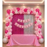 Happyloop Party Pembe & Mor & Fuşya & Gümüş Doğum Günü Parti Kutlama & Perde Masa Balon Seti 36 Parça Ürün - Fuşya Gümüş