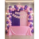 Happyloop Party Pembe & Mor & Fuşya & Gümüş Doğum Günü Parti Kutlama & Perde Masa Balon Seti 36 Parça Ürün - Pembe Mor