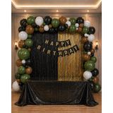 Happyloop Party Siyah & Gold & Yeşil Doğum Günü Parti Kutlama & Perde Masa Balon Seti 36 Parça Ürün - Siyah Gold