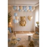 HAPPYLOOPPARTY Ayıcıklı Bohem Folyo Balon Seti 15 Adet Balon Kalp Folyo Balon ve Yapıştırma Bandı Parti Süsleme Seti Baby Shower Doğum Günü Dekorasyonu