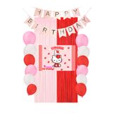 HAPPYLOOPPARTY Hello Kitty Doğum Günü Parti Malzemeleri Süsleri Mixxi Set Kırmızı