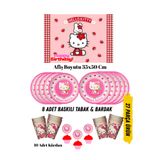 HAPPYLOOPPARTY Hello Kitty Temalı Doğum Günü Tabak , Bardak , Afiş Seti