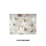 HAPPYLOOPPARTY Kelebek Gold Varaklı Pembe 3 D 21 Li Kelebek Sticker Balon Pasta Süsü Parti