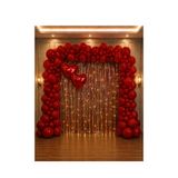 HAPPYLOOPPARTY Kırmızı Kına Gecesi Helyum Balon Seti Led Işıklı Gümüş Metalize Perde Fon Dekor Seti
