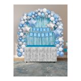HAPPYLOOPPARTY Mavi Gümüş Doğum Günü Konsept Seti 40’lı Balon Kemeri Yıldız Folyo Balon Fon Perde Banner Parti Seti