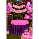 HAPPYLOOPPARTY Mor Pembe Bahçe Doğum Günü Süsleme Seti 20 Balonlu Happy Birthday Bannerlı Masa Etekli Parti Seti