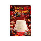 HAPPYLOOPPARTY Ninja Go Konuşma Balonu & Gözlük Pasta Üstü Topper Seti 2 Li Doğum Günü Parti Süsü