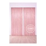 HAPPYLOOPPARTY Pembe Arka Fon Perde Kapı Duvar Püsküllü Metalize Işıltılı Parti Doğum Günü Fotoğraf Perdesi