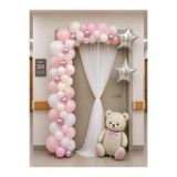 HAPPYLOOPPARTY Pembe Beyaz Hastane Odası Kapı Süsleme Seti Kız Bebek Baby Shower Balon Kapı Tülü Tül Konsept