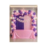 HAPPYLOOPPARTY Pembe & Mor & Fuşya & Gümüş Doğum Günü Parti Kutlama & Perde Masa Balon Seti 36 Parça Ürün