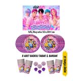 HAPPYLOOPPARTY Saja Boys Kpop Demon Hunters Temalı Doğum Günü Tabak , Bardak , Afiş Seti 35x50 Cm